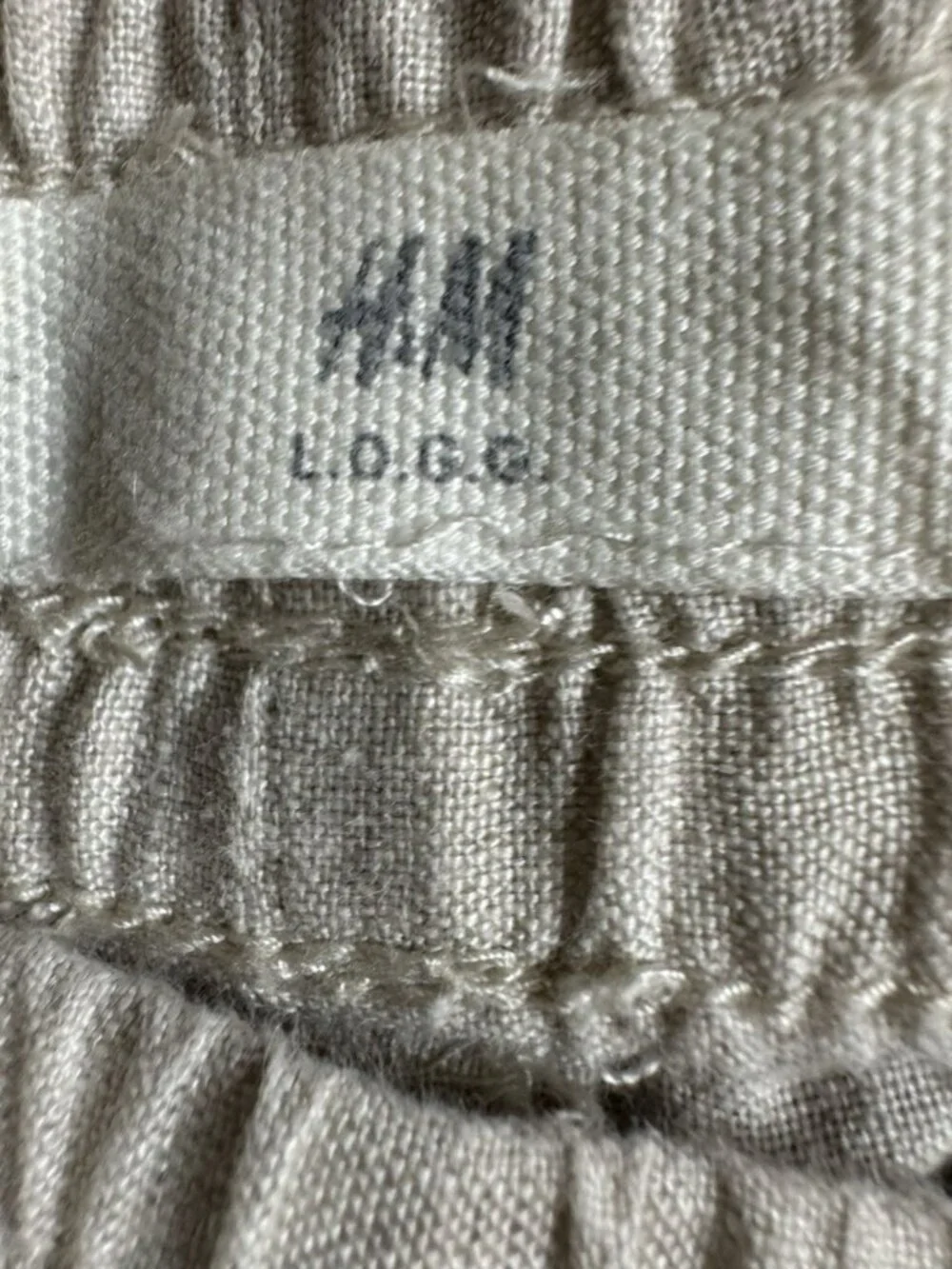 H&M 100% Linen Pants Size 8 Natural Flax Beige Pull On Resort Coastal Summer